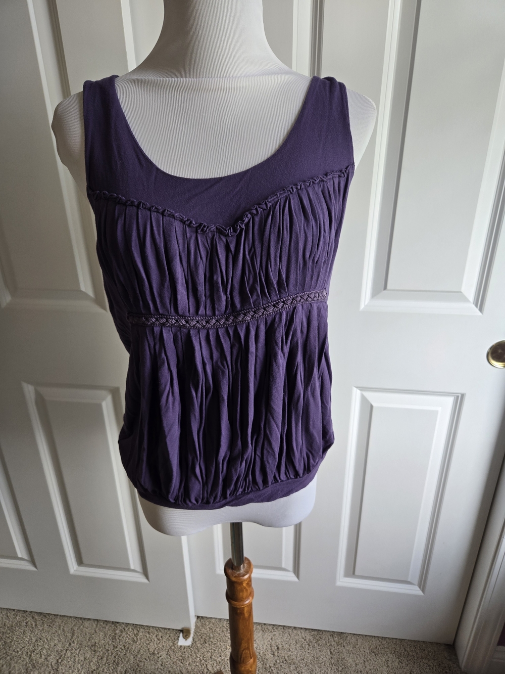 Rails Purple Sleeveless Ruched Scoop Top - Medium